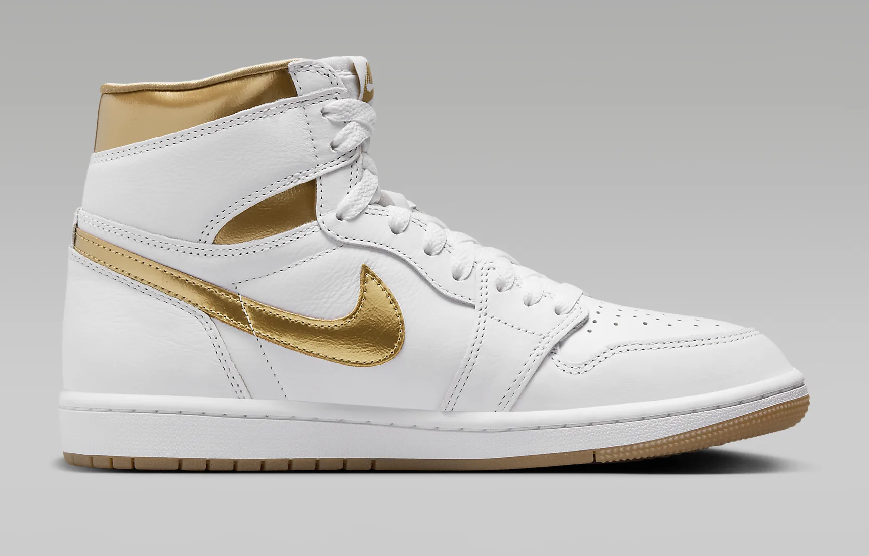 Мужские кроссовки Air Jordan 1 Retro High OG White and Gold