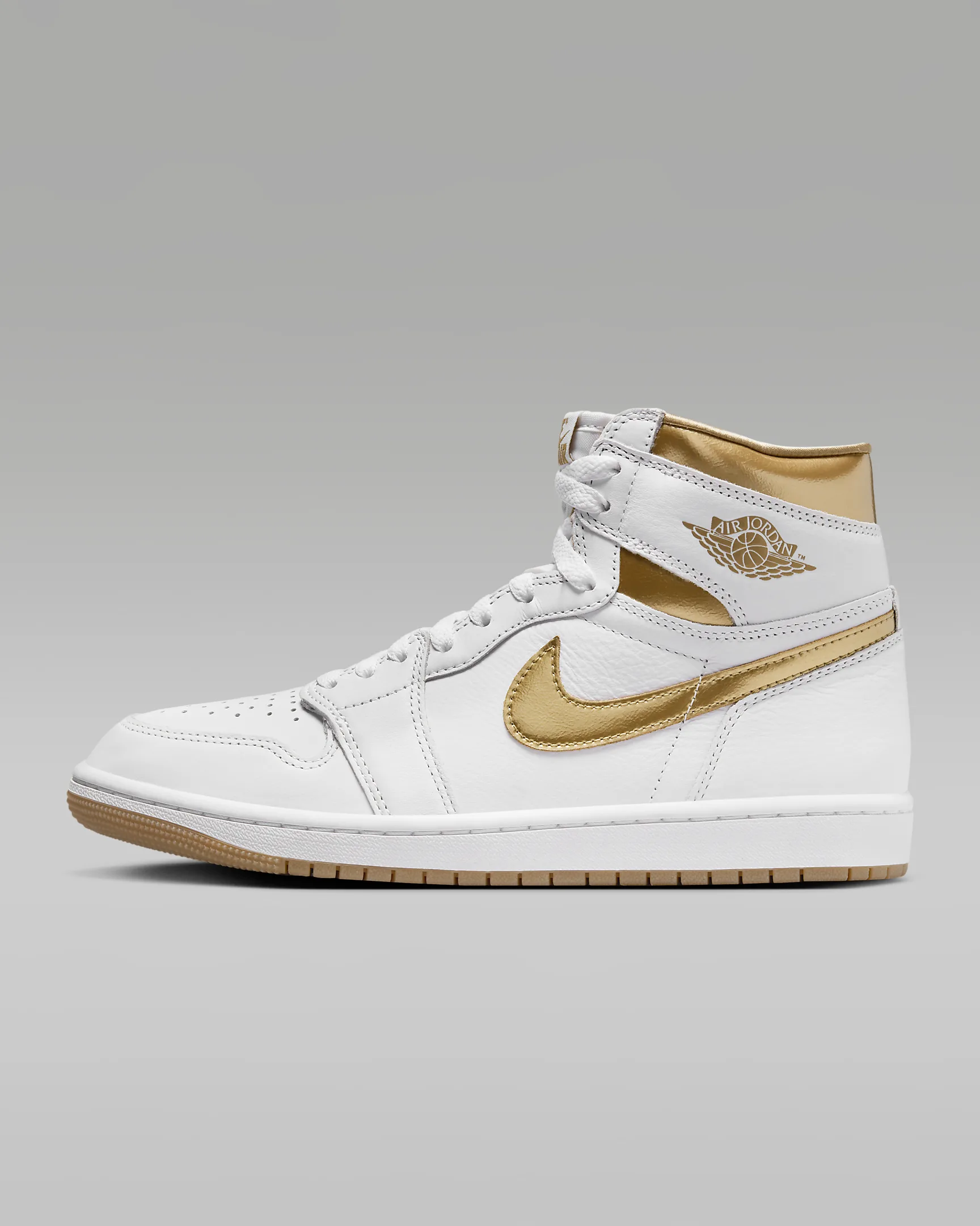 Мужские кроссовки Air Jordan 1 Retro High OG White and Gold - фото №2